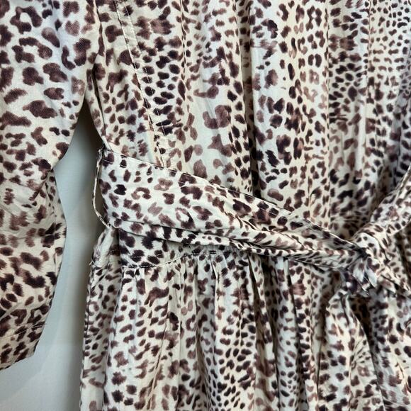 Sea New York Calla Belted Tunic Dress Mini Cheetah Leopard Long Sleeve Brown 4 - Picture 12 of 12